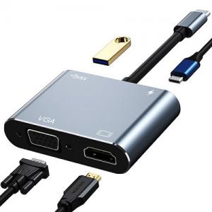 4 in 1 Type c dock station with HDMI USB3.0 VGA and 100W PD